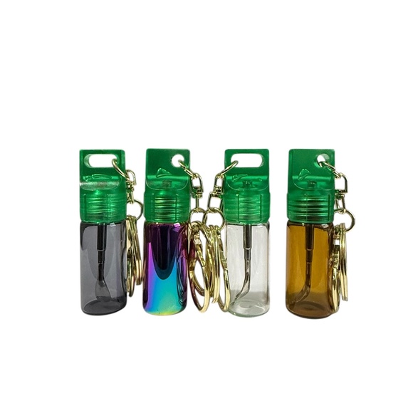 mini glass spice dispenser keychain: extending spoon scoop snuff storage stash - Picture 6 of 14